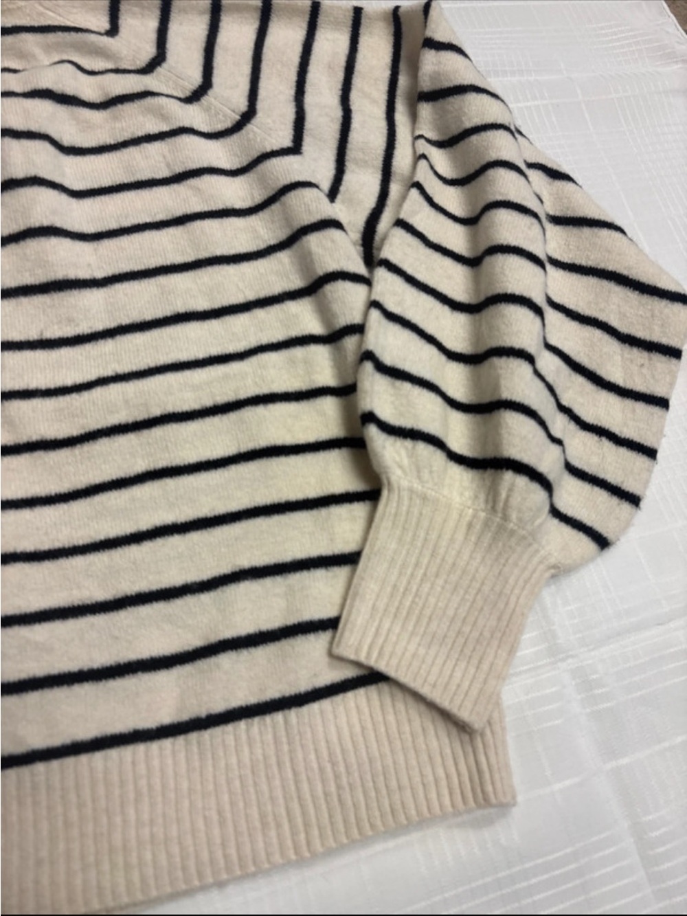 French Connection Cream & Black Striped Button Cardigan - Picture 8 of 8